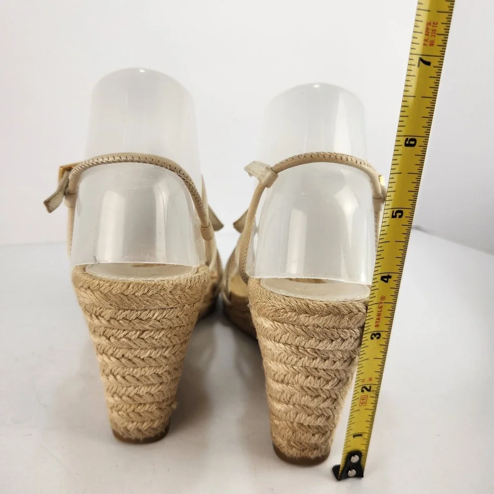 Tory Burch Women's Elegant‎ Minimalist Straps Espadrilles Wedge Sandals Ivory 8M